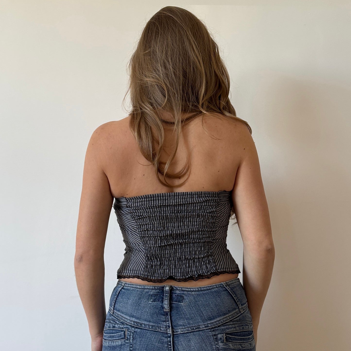 Striped hook and eye corset - Size S