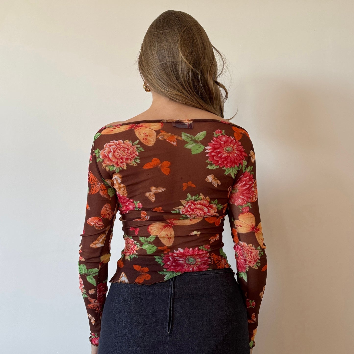 Floral mesh top - Size S