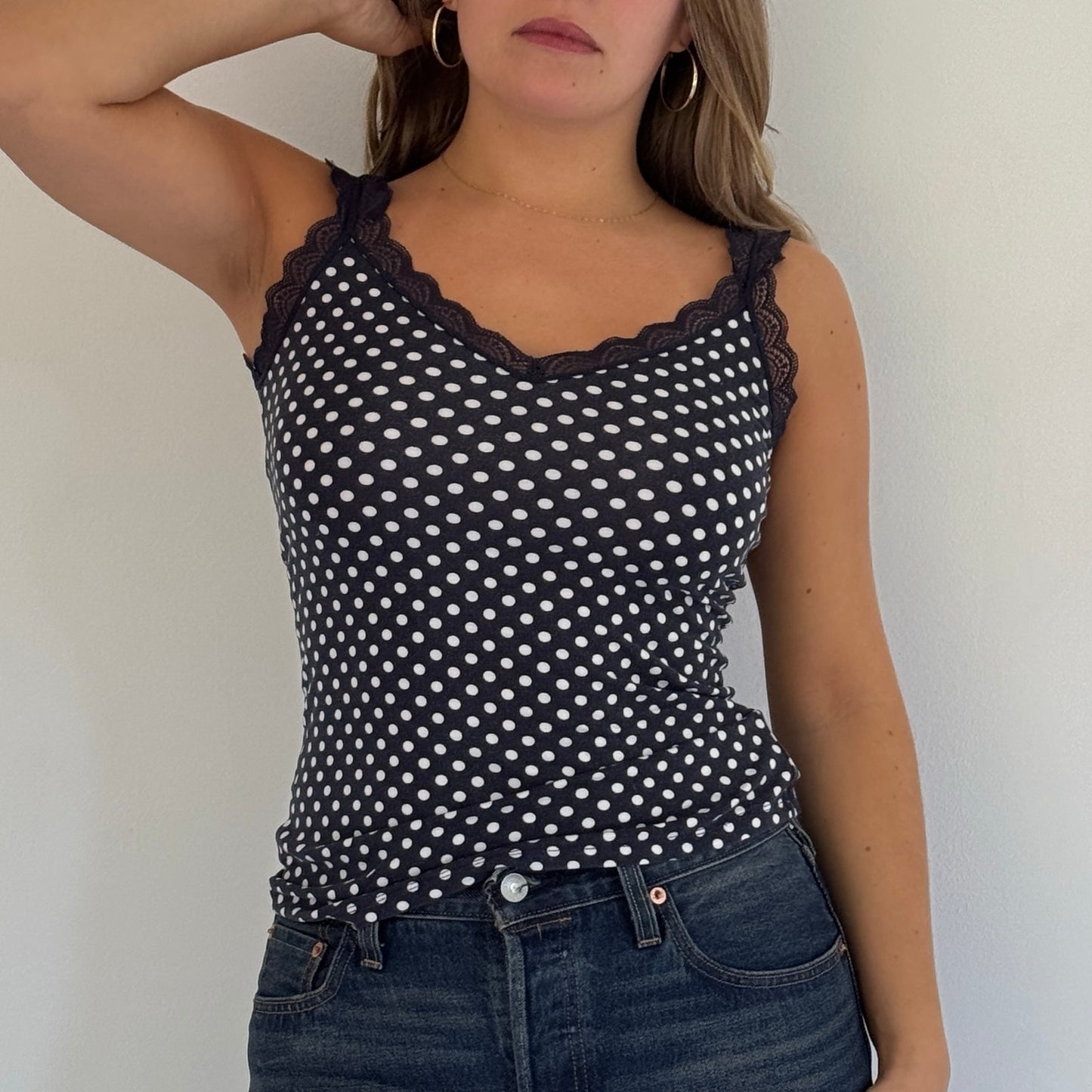 Blue polka dot cami - Size S/M