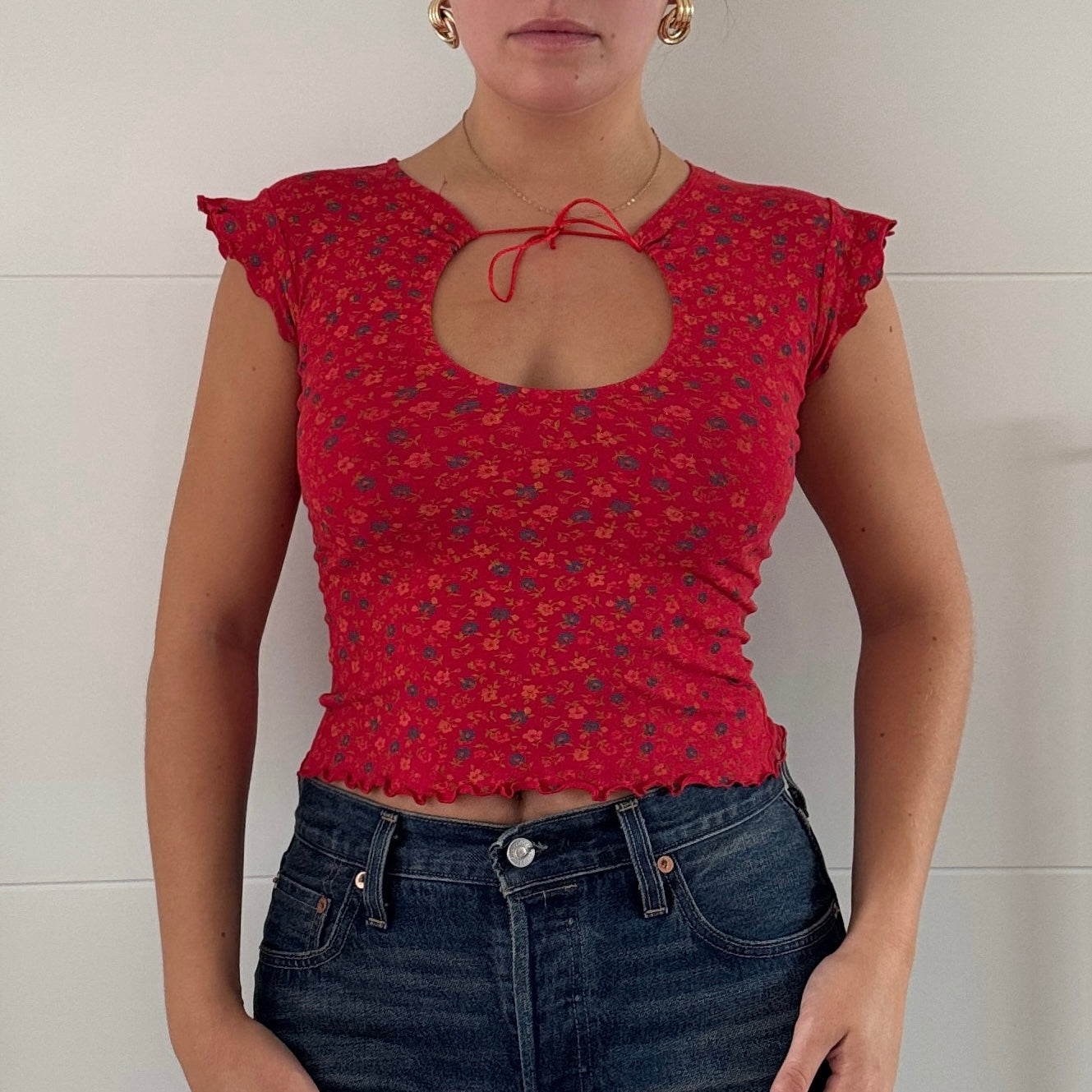 Red keyhole top - Size XS/S