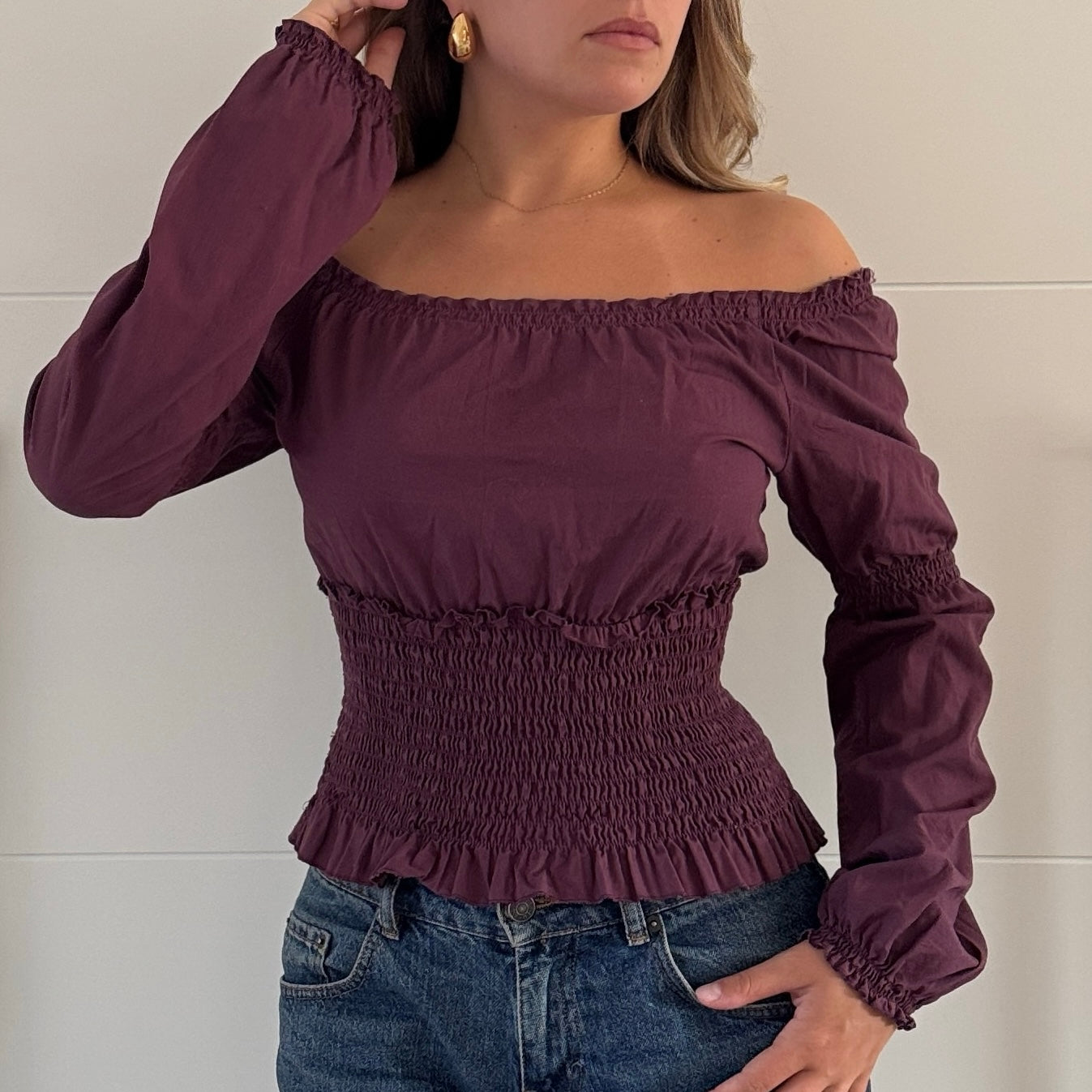 Purple milkmaid top - Size S