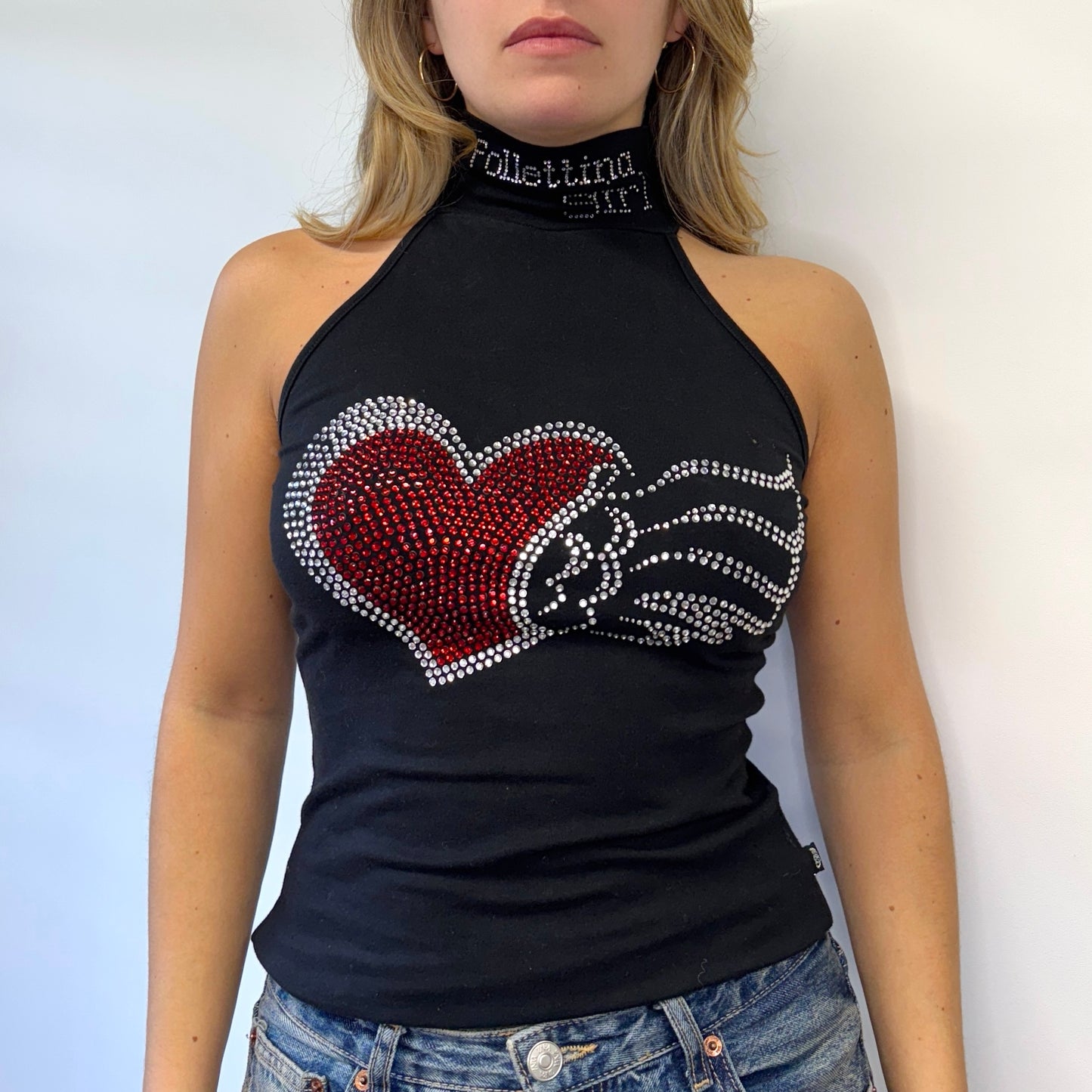 Heart print halter top - Size S