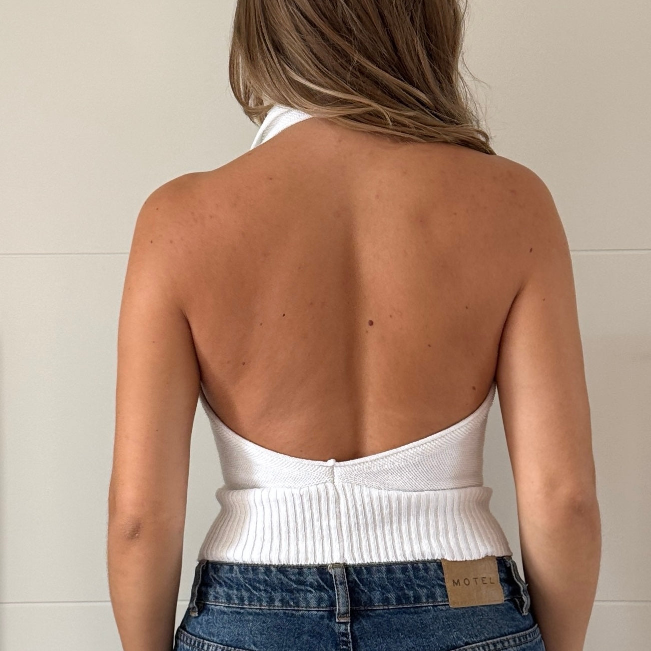 White knit halter top - Size S