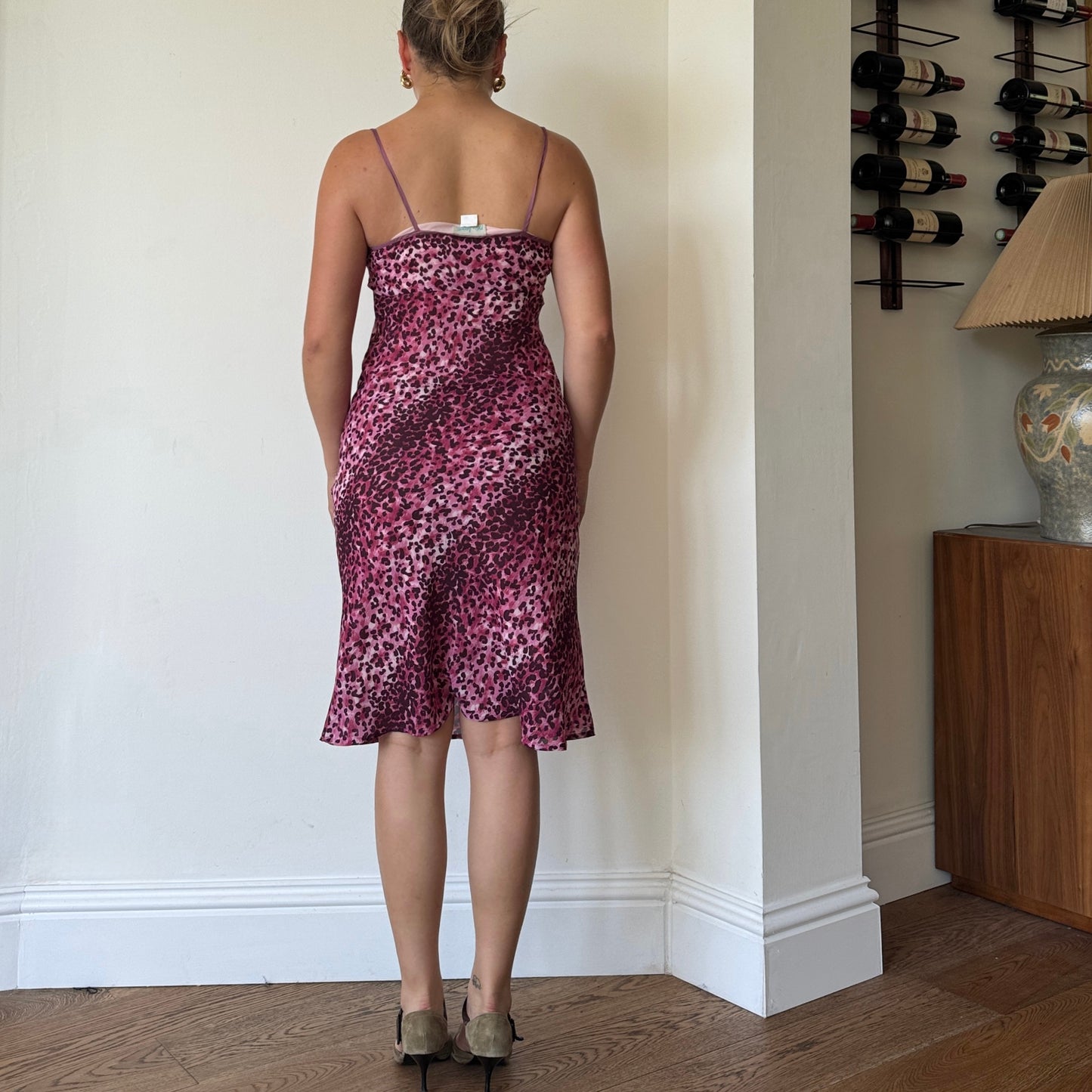 Purple leopard print midi dress - Size S