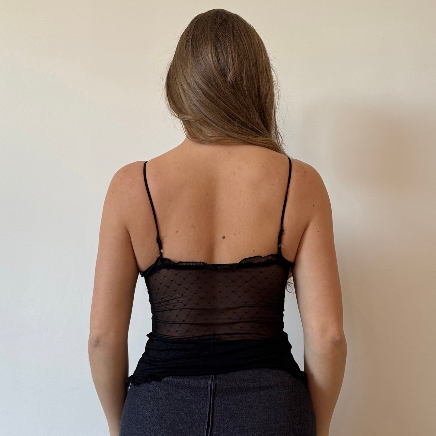 Black lace mesh top - Size S