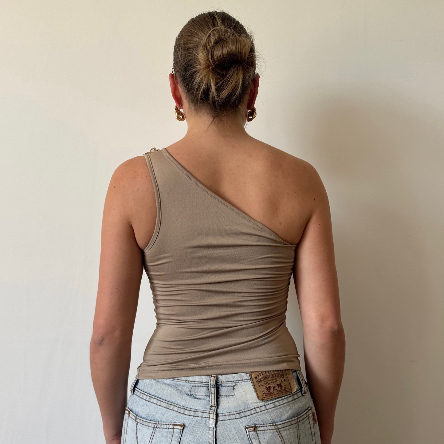 Beige one shoulder top - Size S