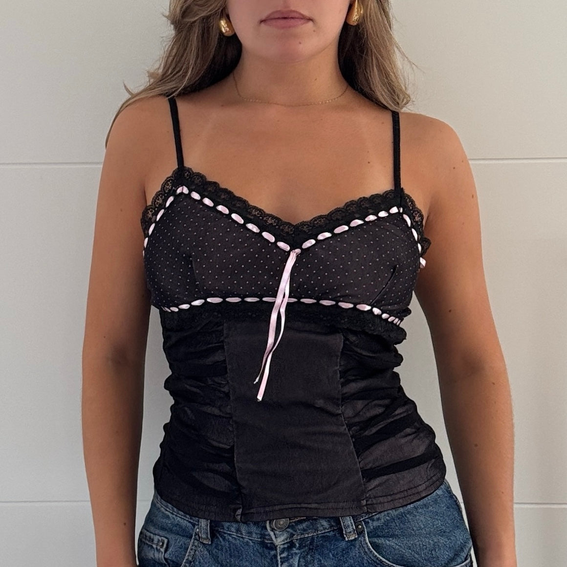 Black mesh cami top - Size S