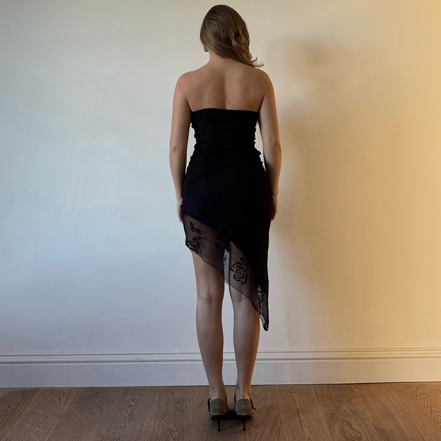 Black strapless midi dress - Size S