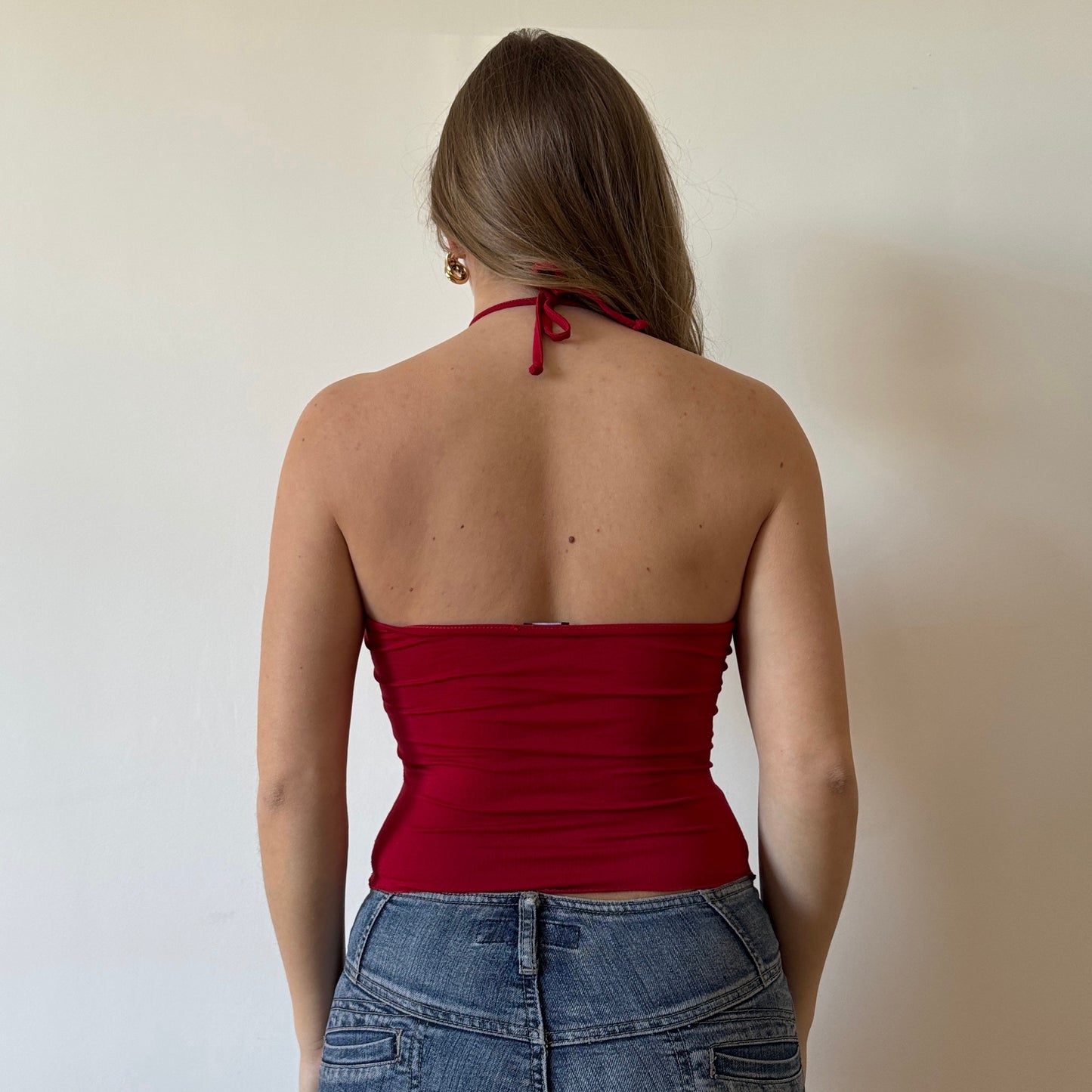 Red halter neck top - Size S