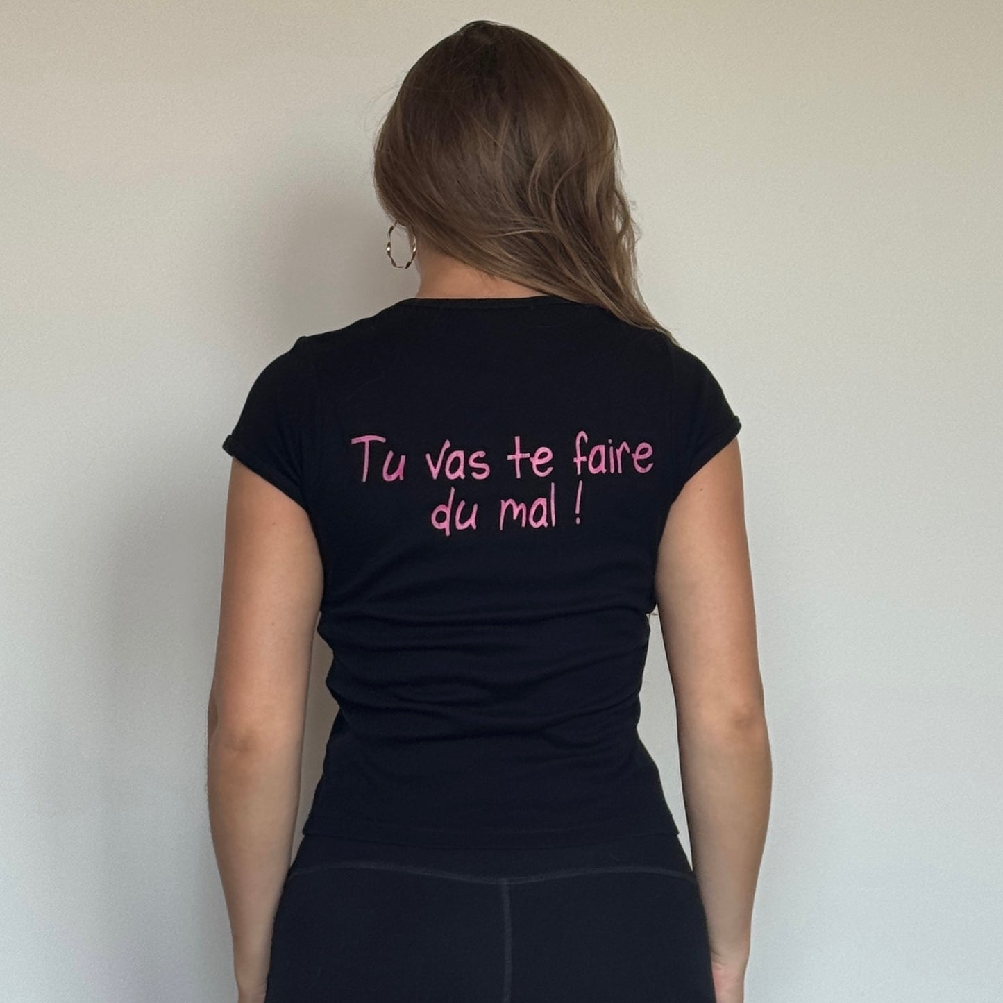 Black slogan t-shirt - Size S