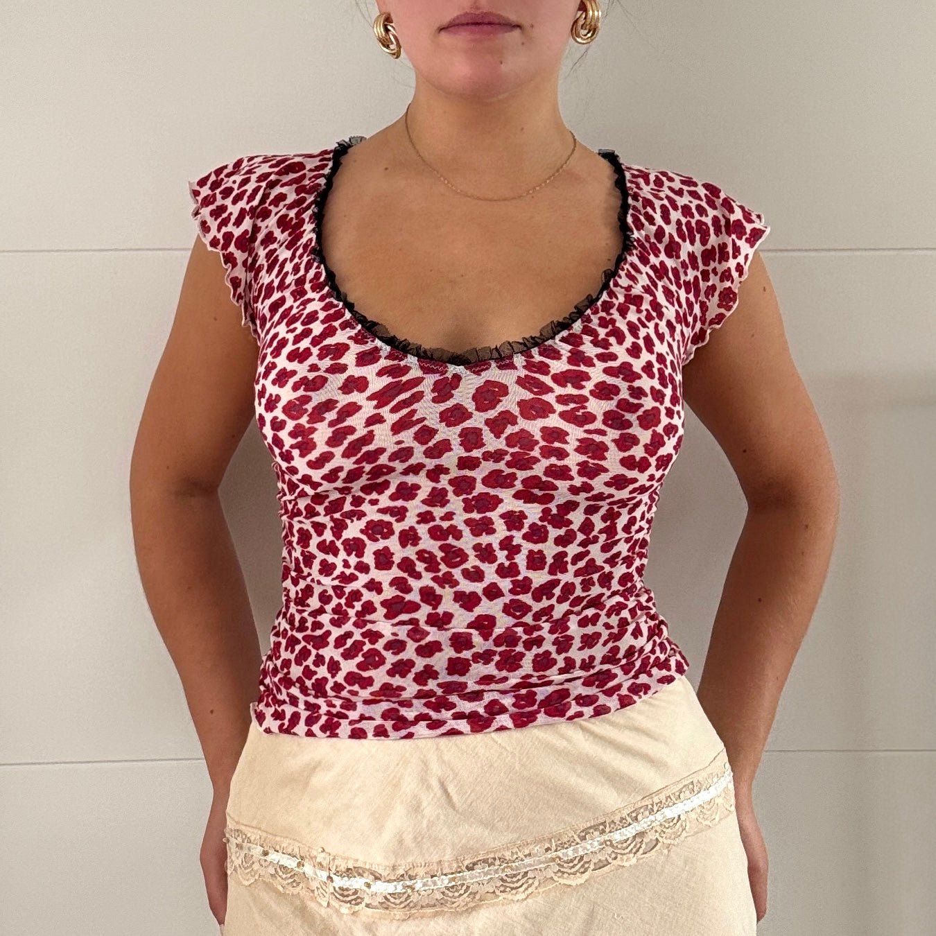 Kookai printed mesh top - Size S