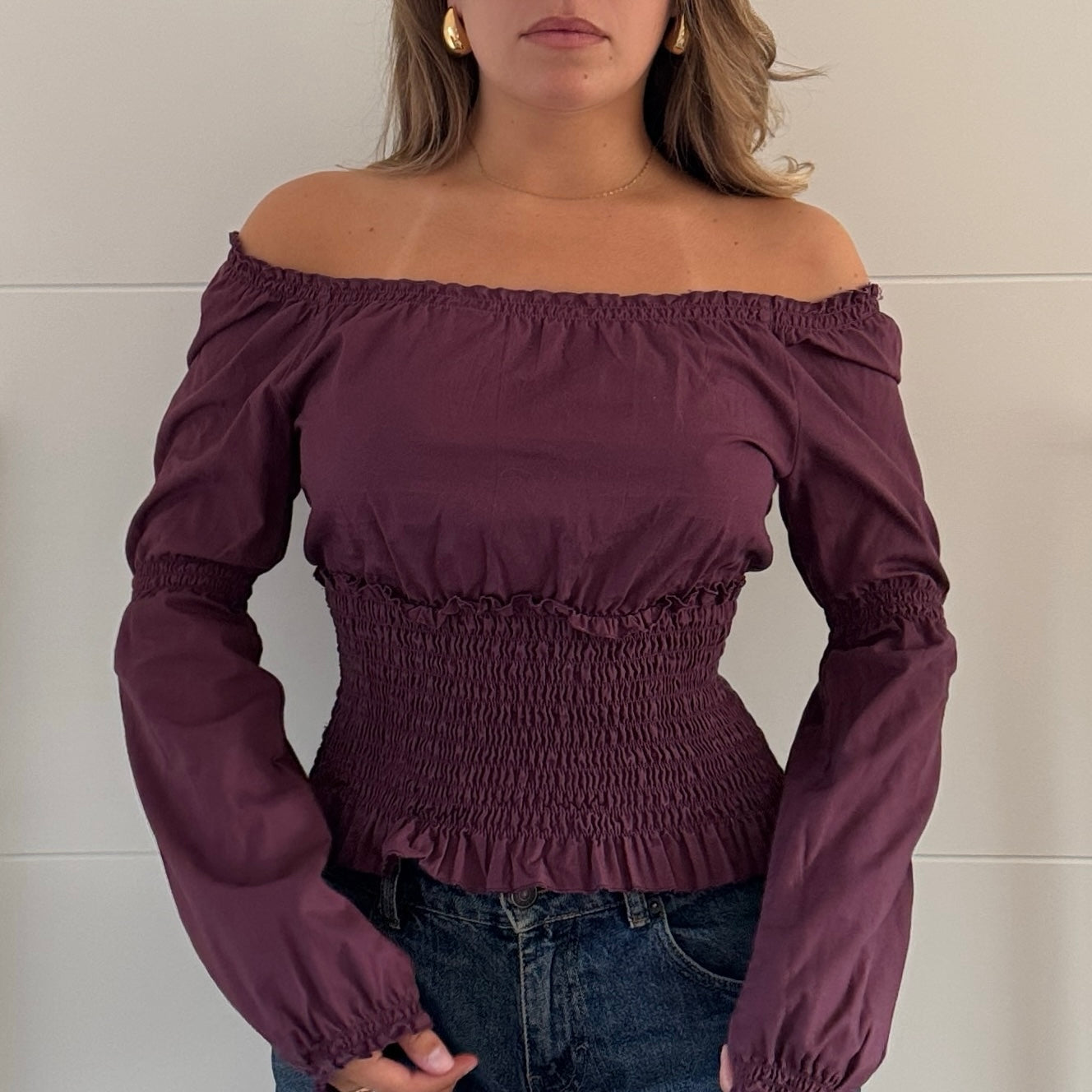 Purple milkmaid top - Size S