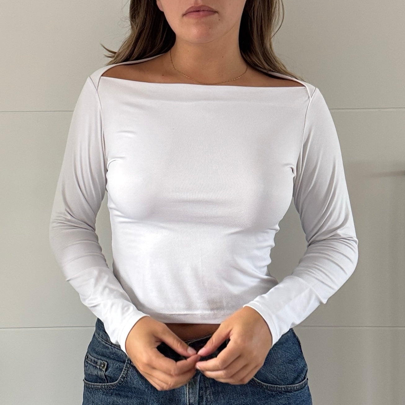 White long-sleeved top - Size S