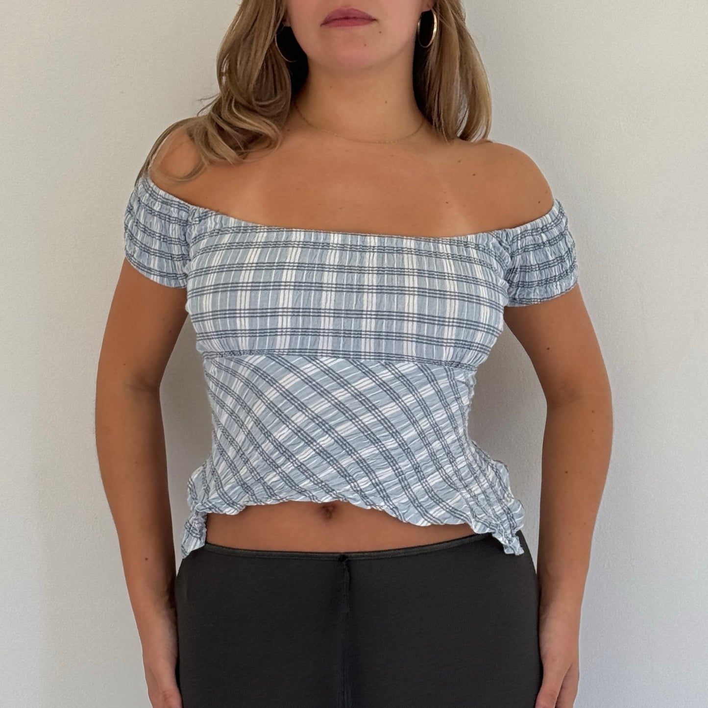 Blue backless milkmaid top - Size S