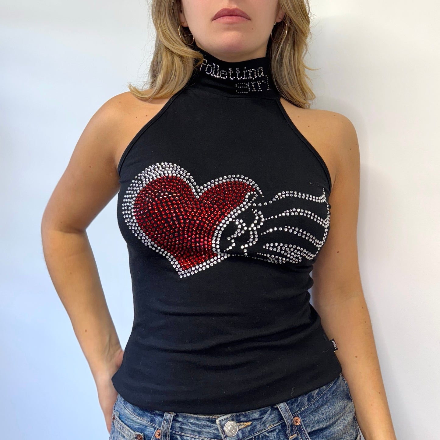 Heart print halter top - Size S