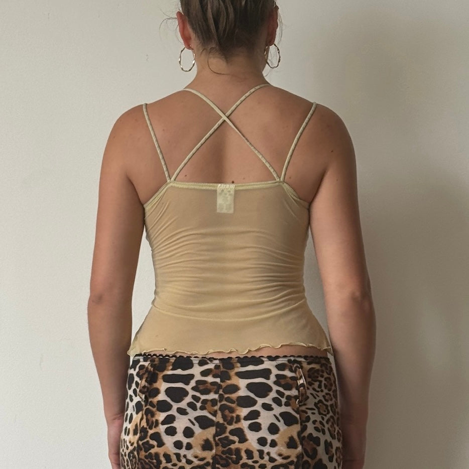 Yellow mesh floral cami - Size XS