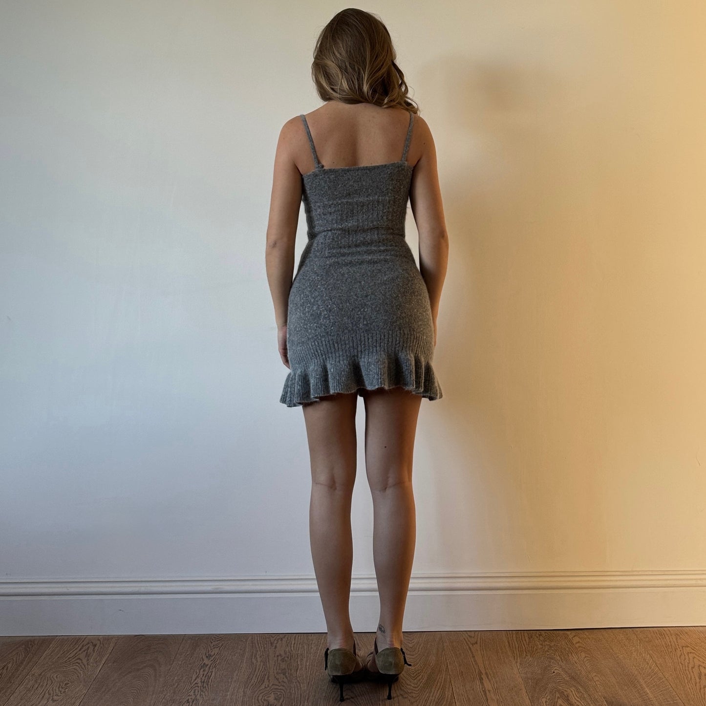 Grey knit mini dress - Size S