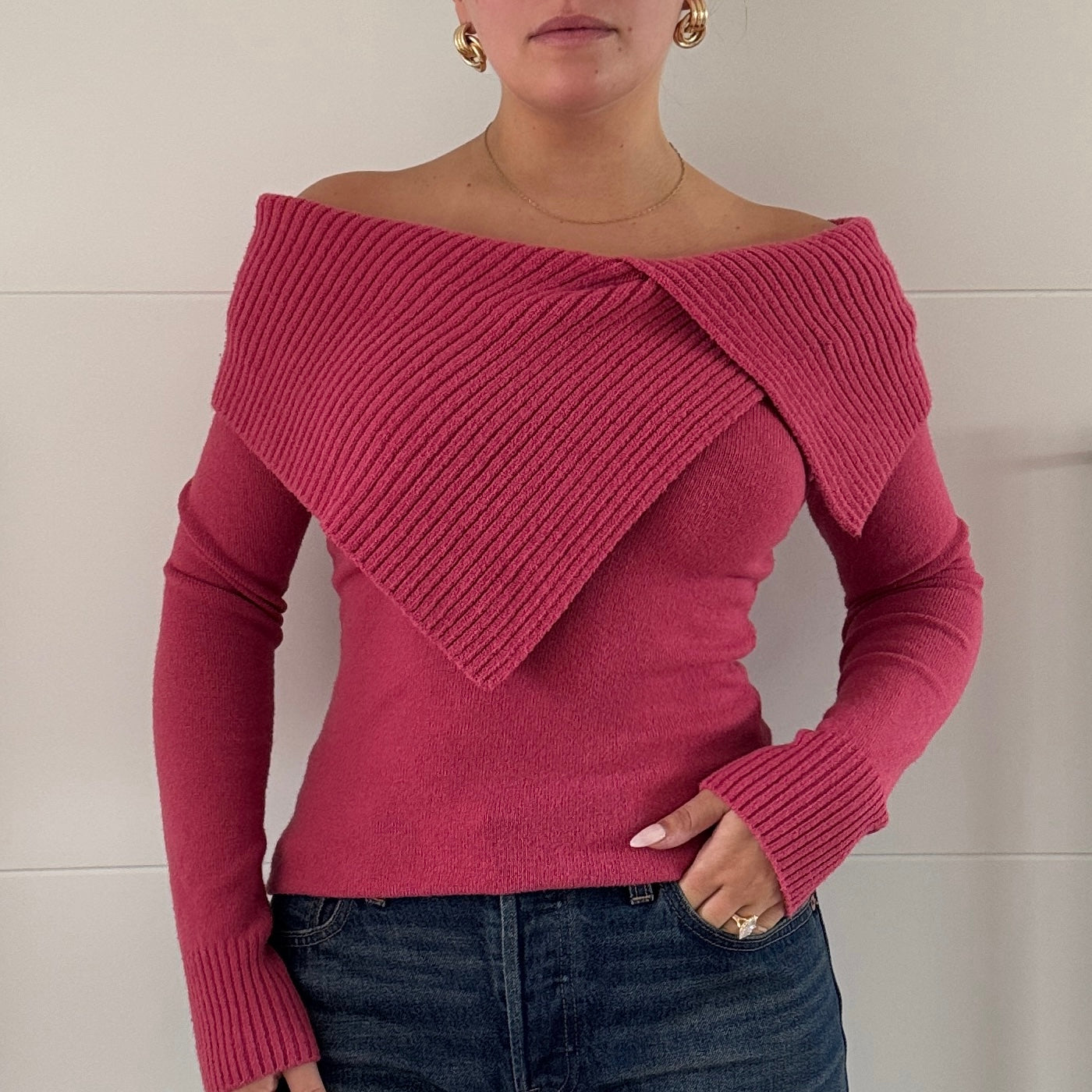 Morgan de Toi hot pink knit top - Size S