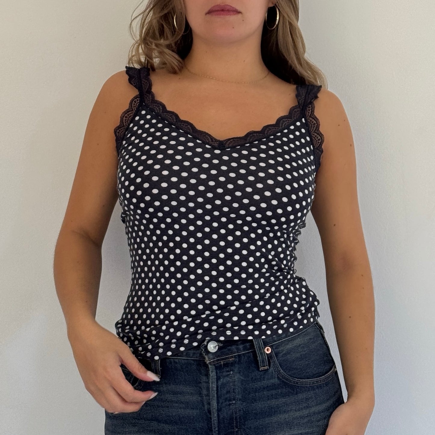 Blue polka dot cami - Size S/M