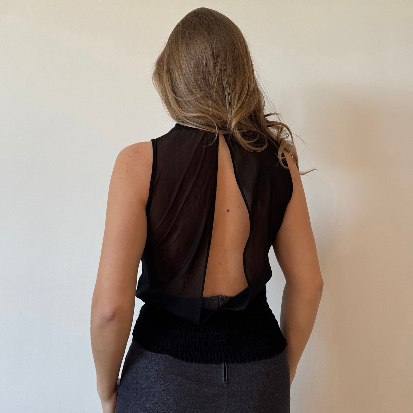 Black mesh backless top - Size S