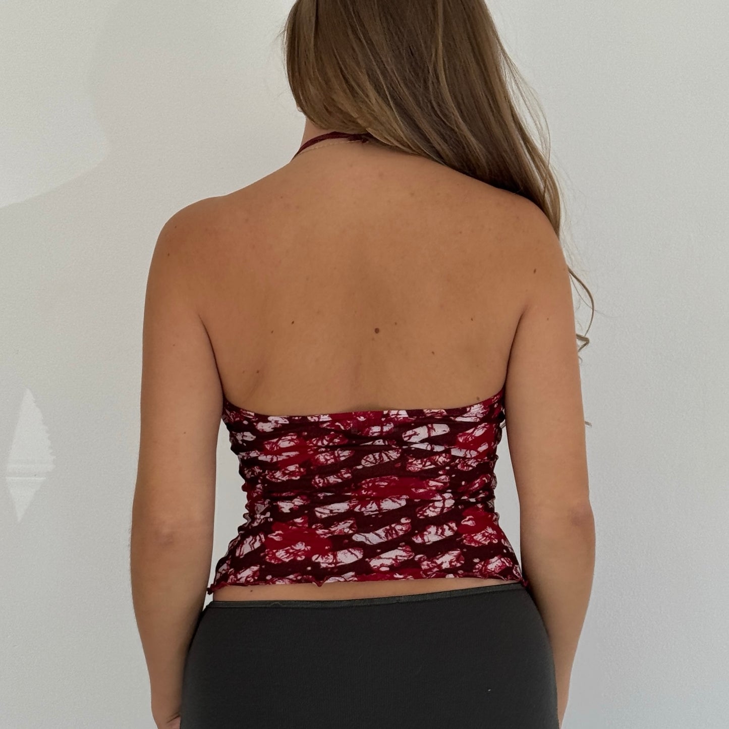 Morgan de Toi graphic mesh halter top - Size S
