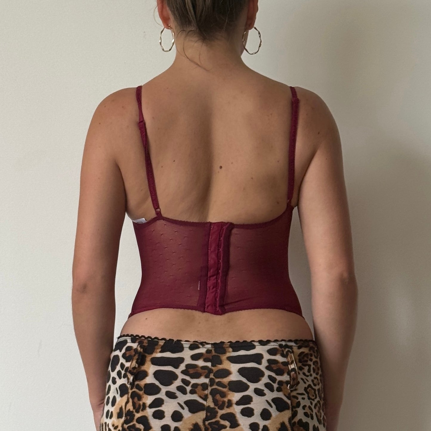 Burgundy floral corset - Size XS/S