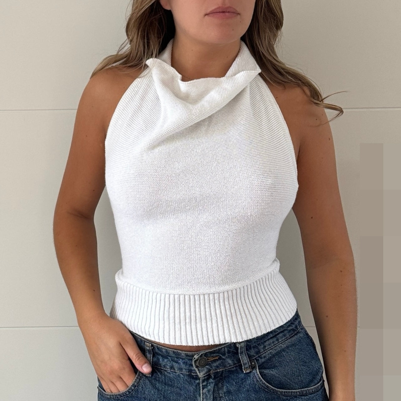 White knit halter top - Size S