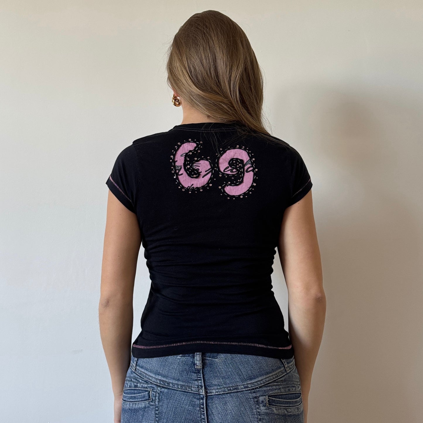 Black slogan t-shirt - Size S