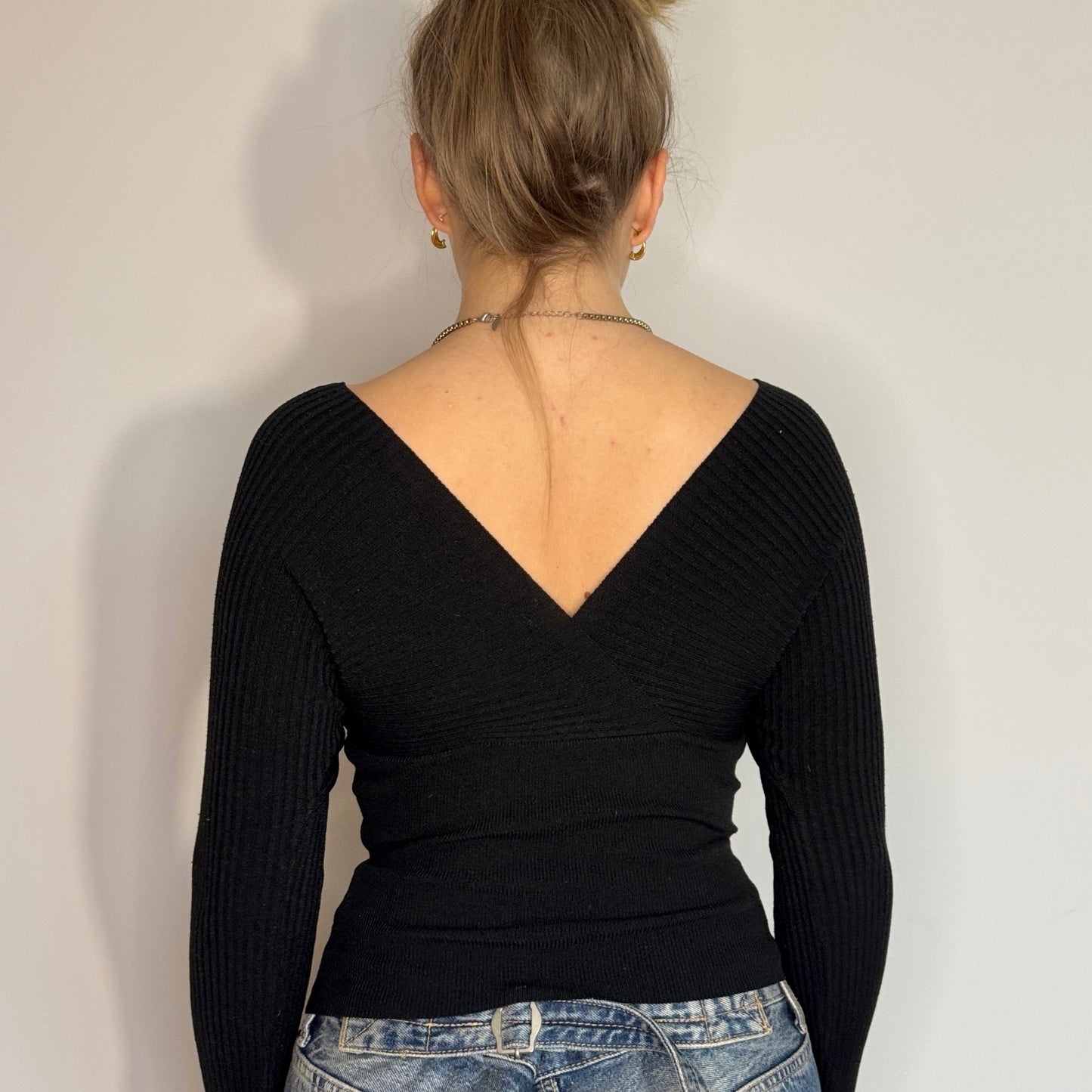 Black ribbed knit jumper - Size S