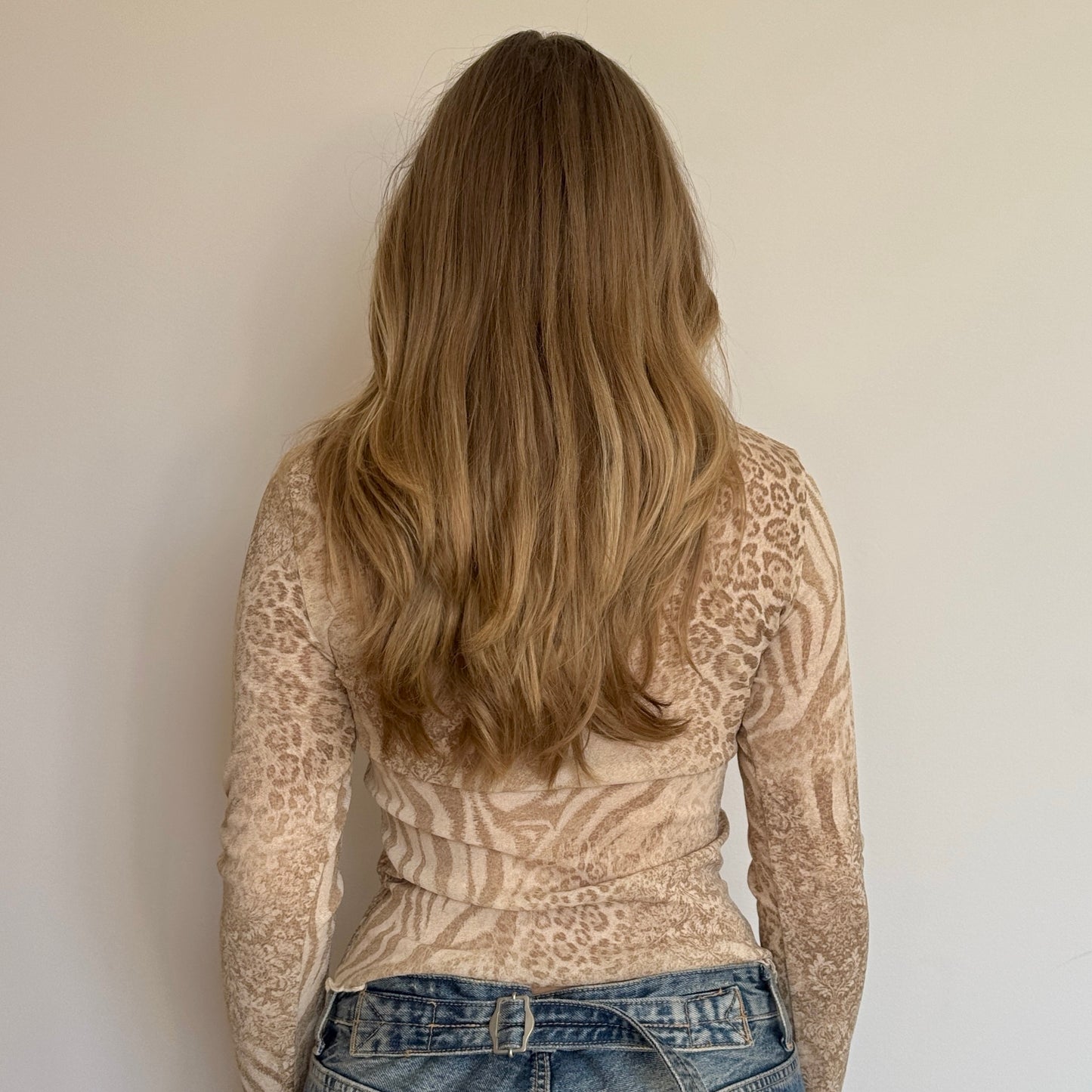 Beige animal print mesh top - Size S/M