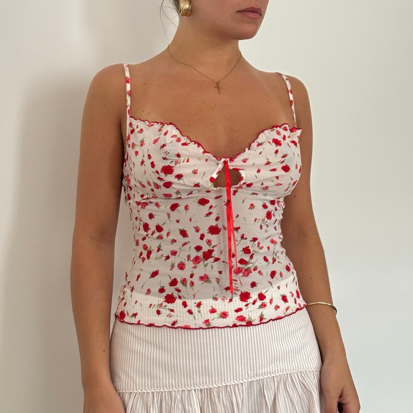 White mesh floral top - Size M