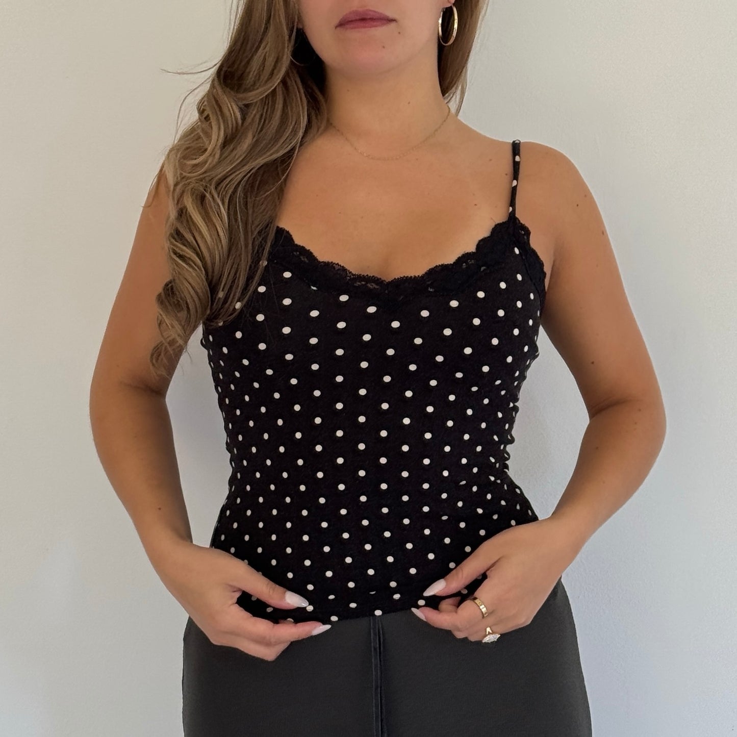 Black and white polka dot cami - Size S