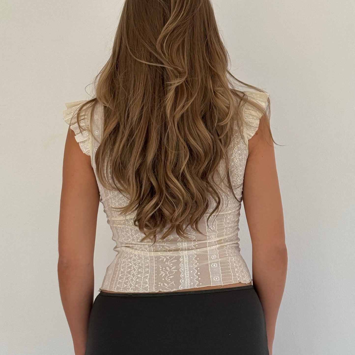 Morgan de Toi cream mesh top - Size S