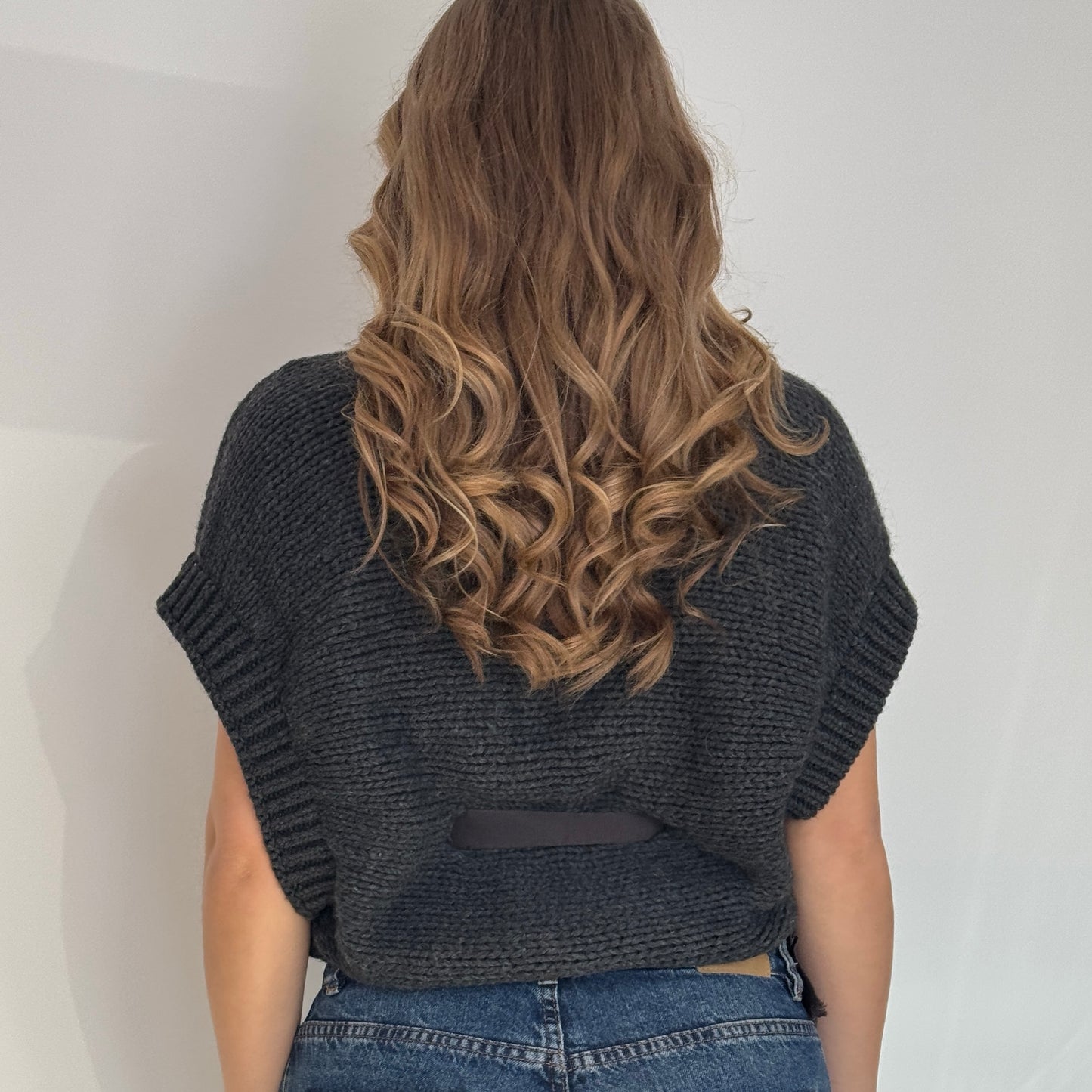 Grey knit slouchy top - One Size