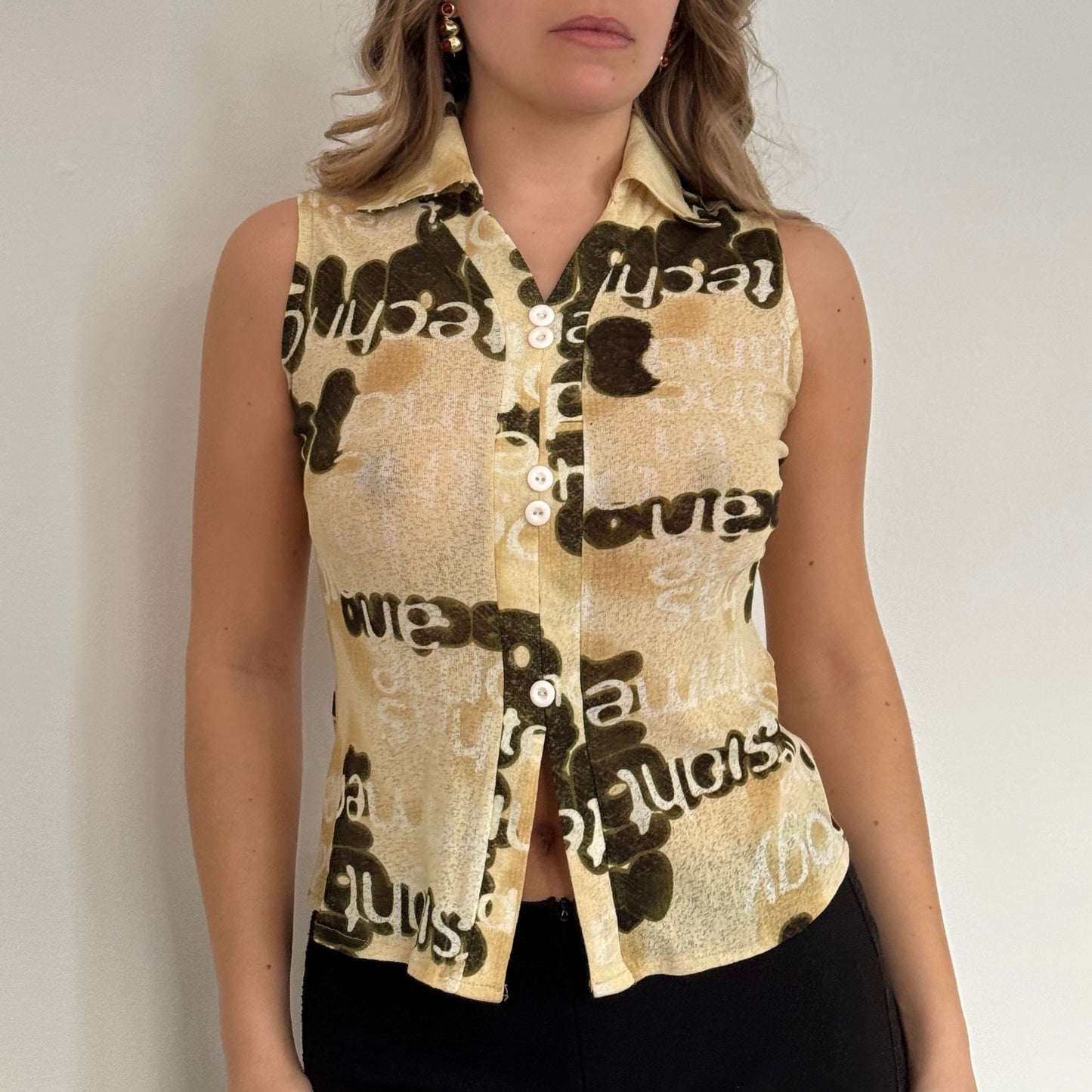 Graphic print mesh shirt - Size S/M