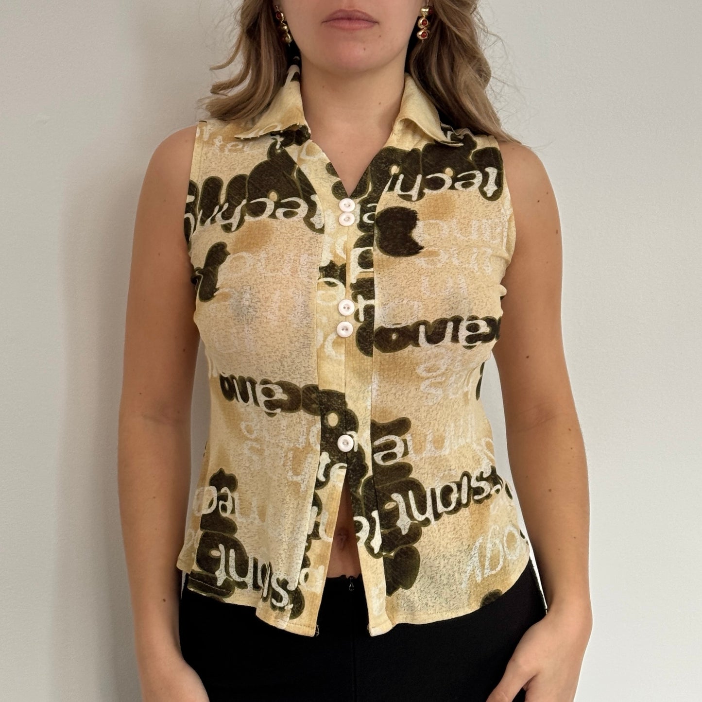 Graphic print mesh shirt - Size S/M