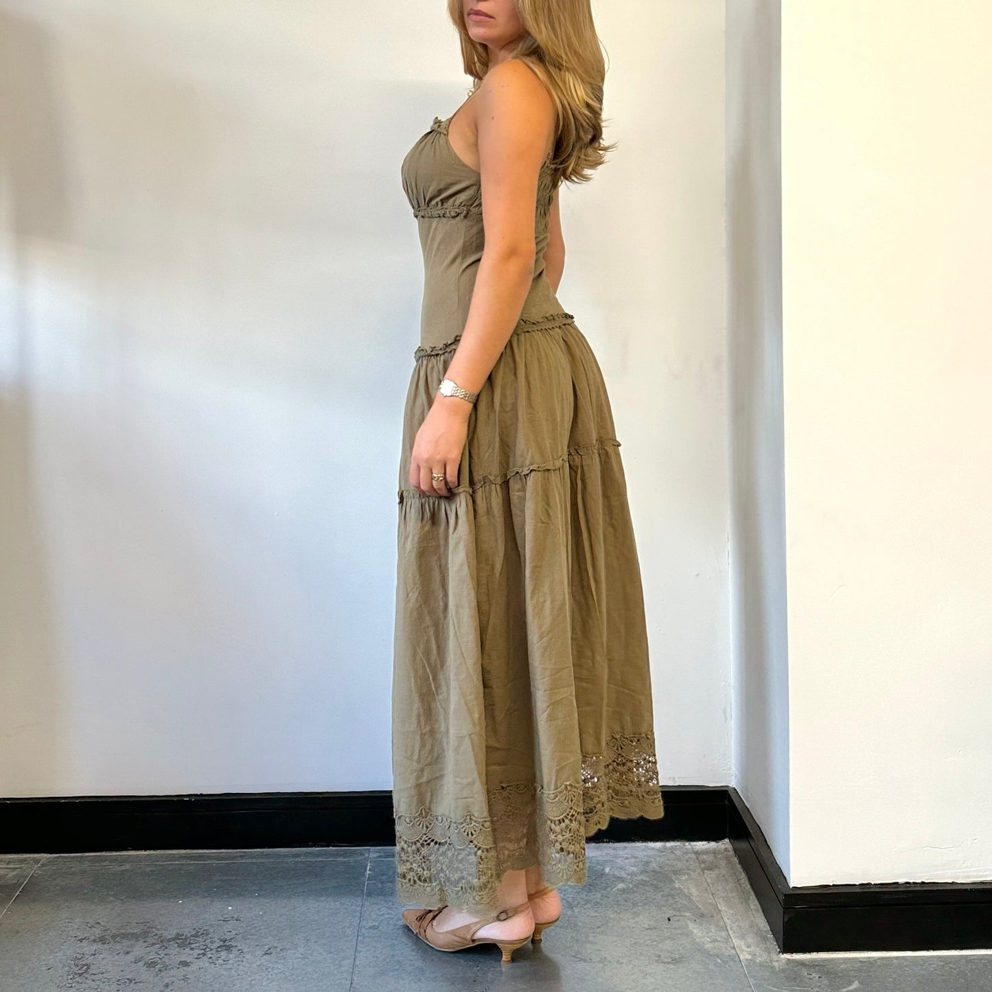 Khaki maxi dress - Size S/M
