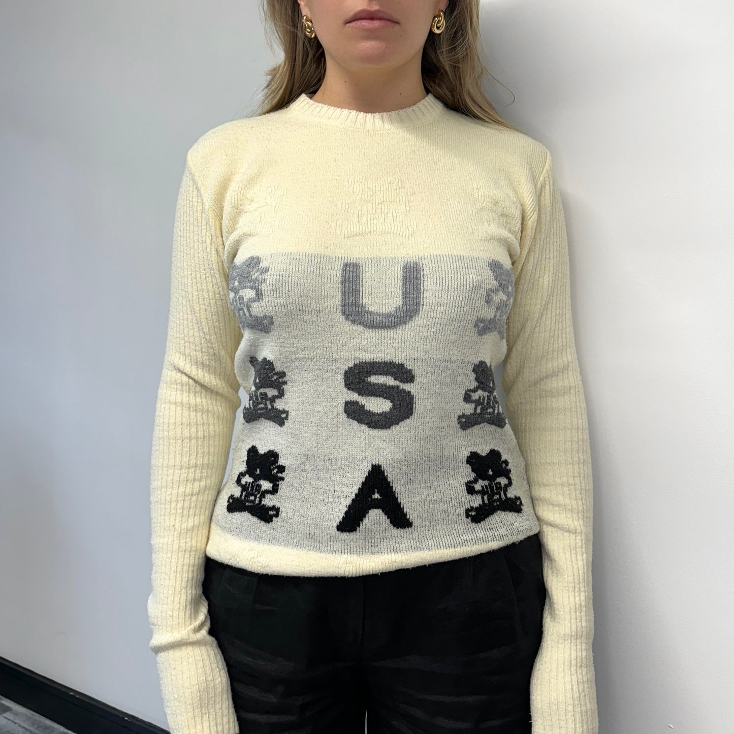 Cream knit USA jumper - Size S
