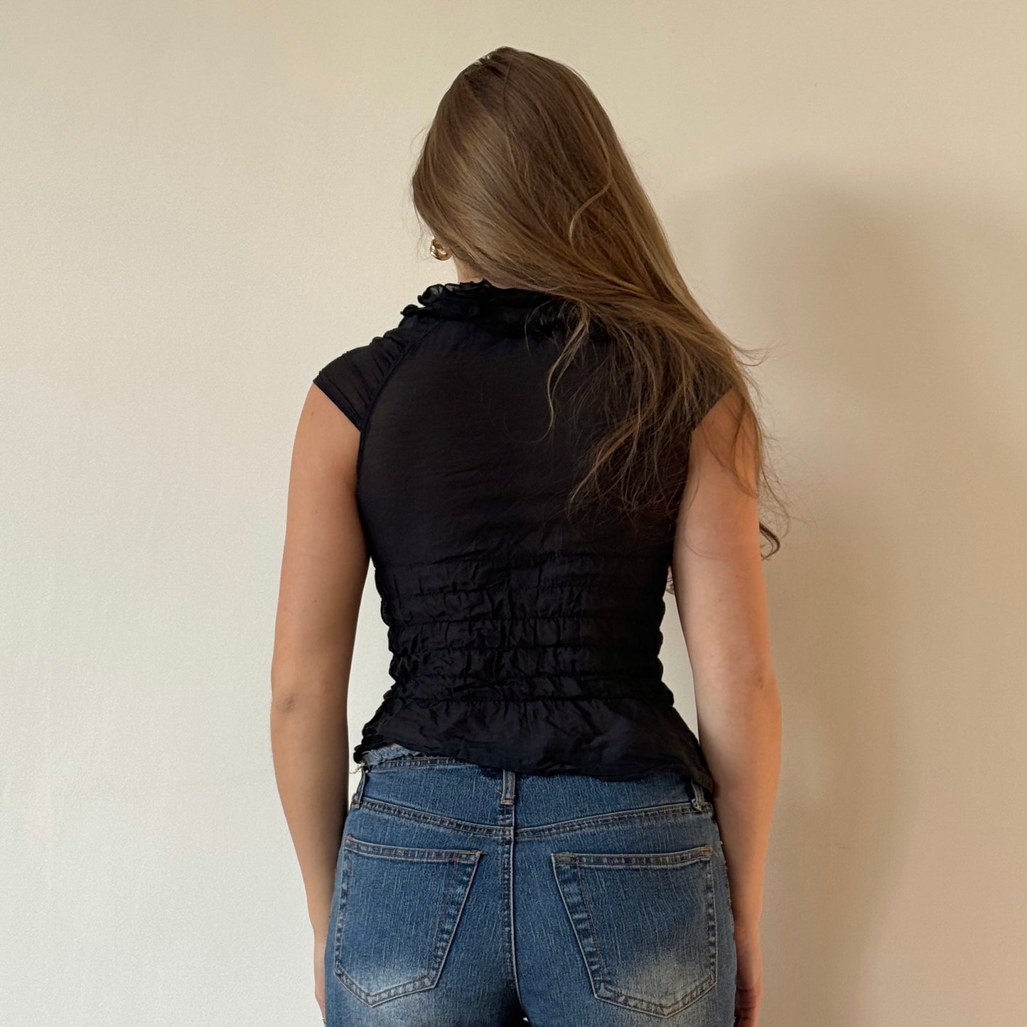 Morgan black ruffle blouse - Size XS
