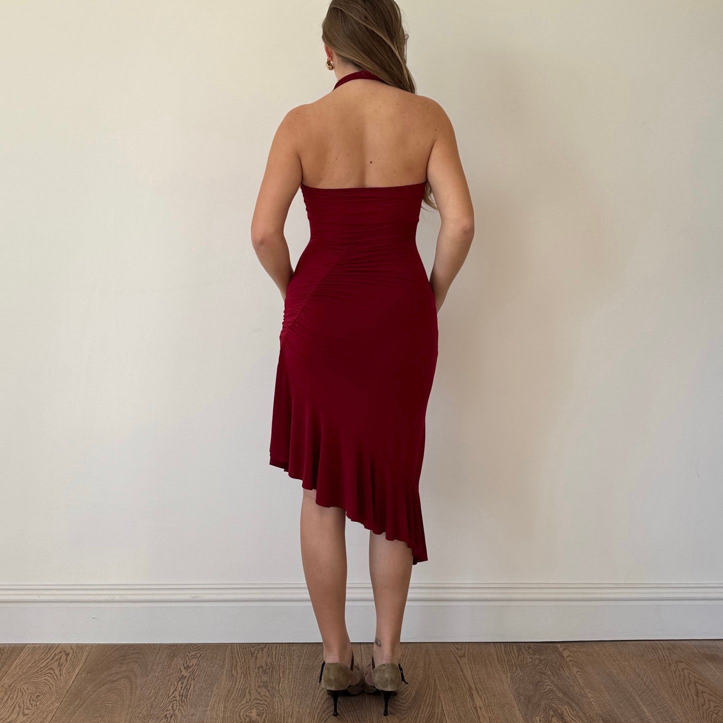 Red slinky midi dress - Size S
