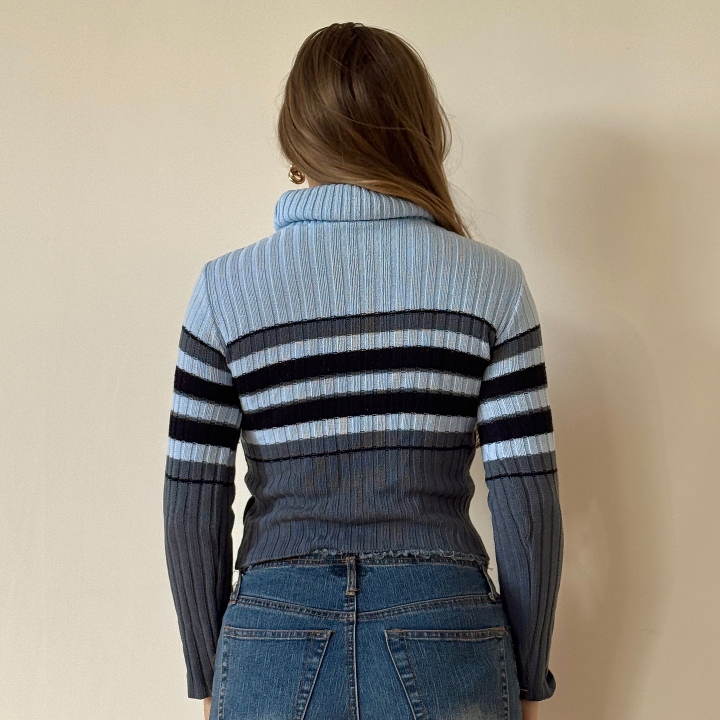 Blue striped knit jumper - Size S