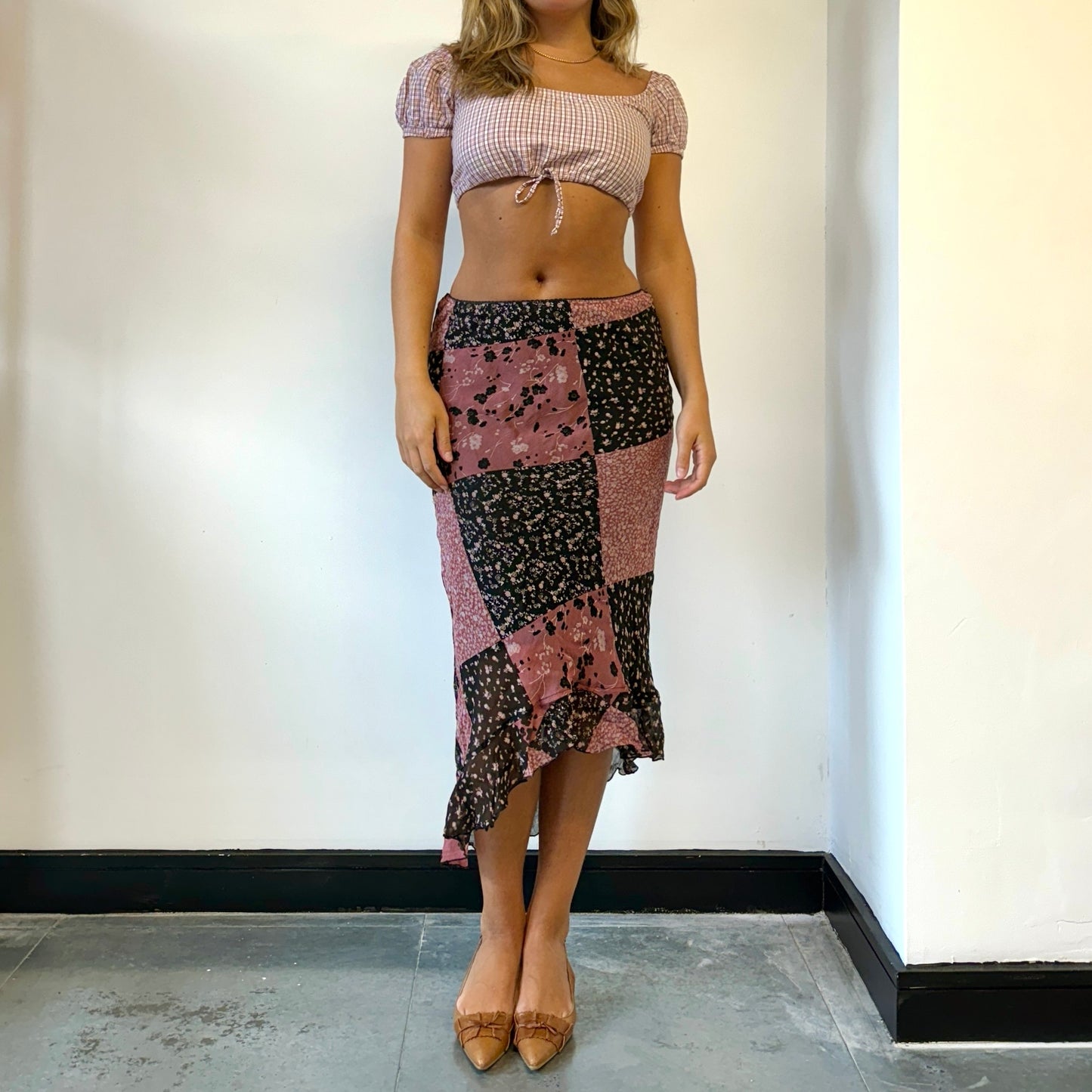 Patchwork-style midi skirt - Size S