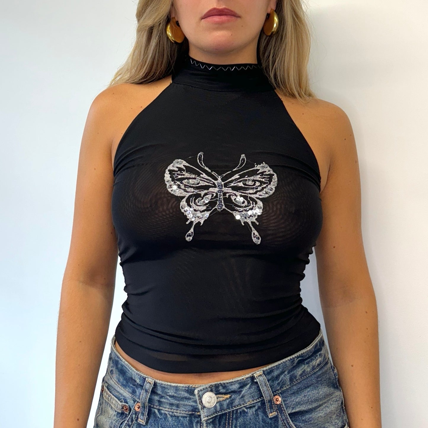 Black butterfly halter - Size XS/S