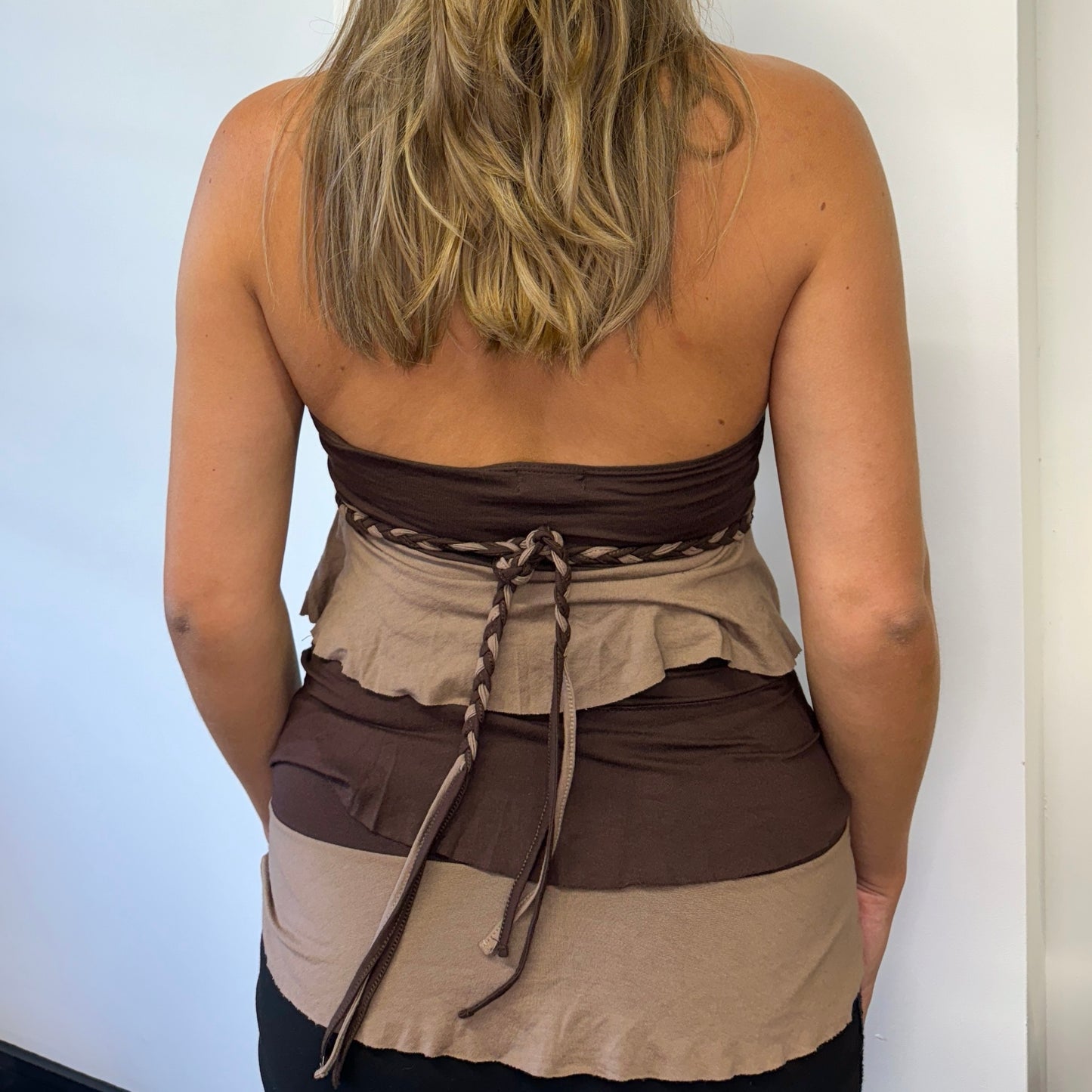 Brown tiered halter top - Size S