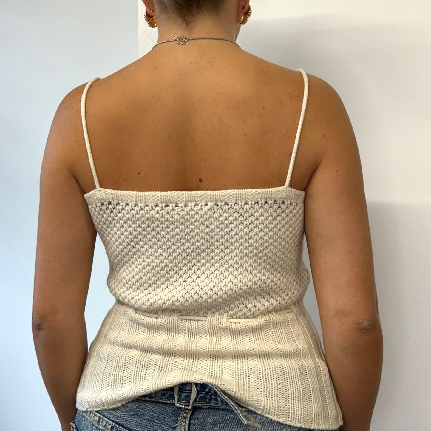 Cream knit vest top - Size S/M