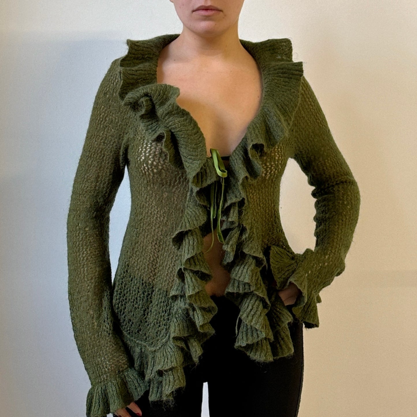 Green knit cardigan - Size M