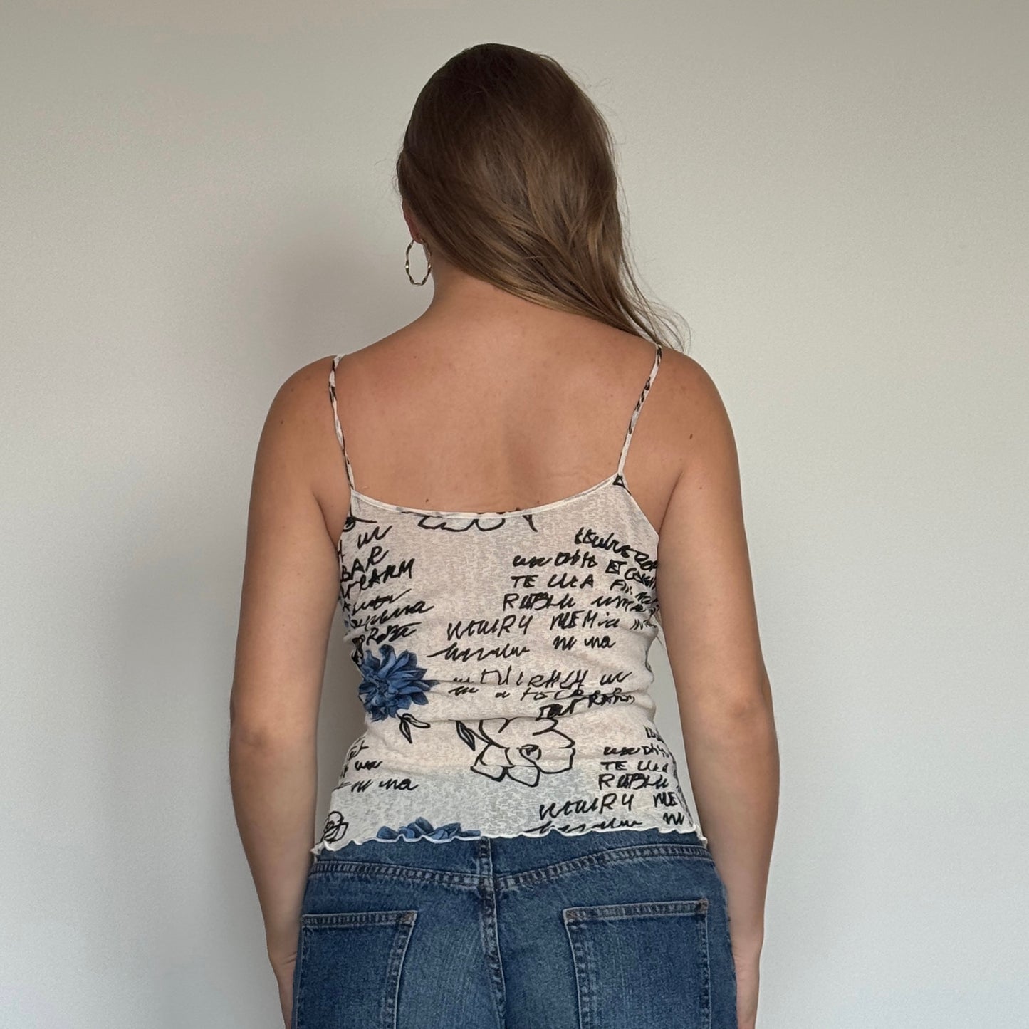 Graphic print mesh cami - Size S/M