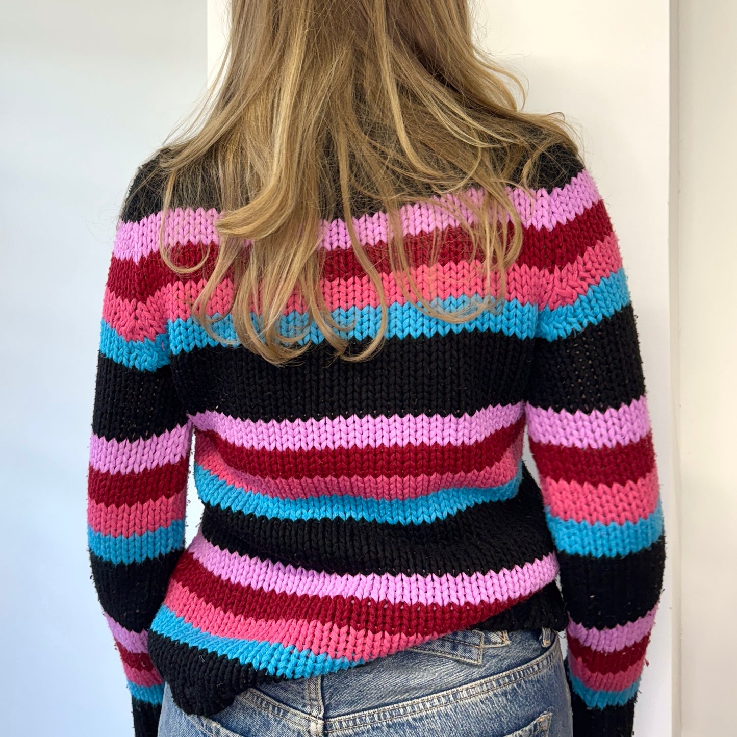 Colourful striped knit jumper - Size S/M