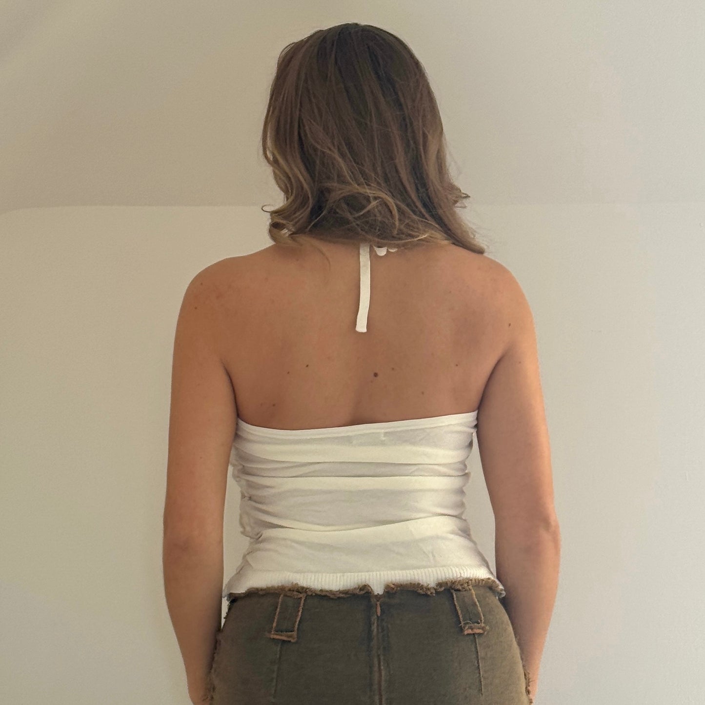 White knit halter neck - Size S/M