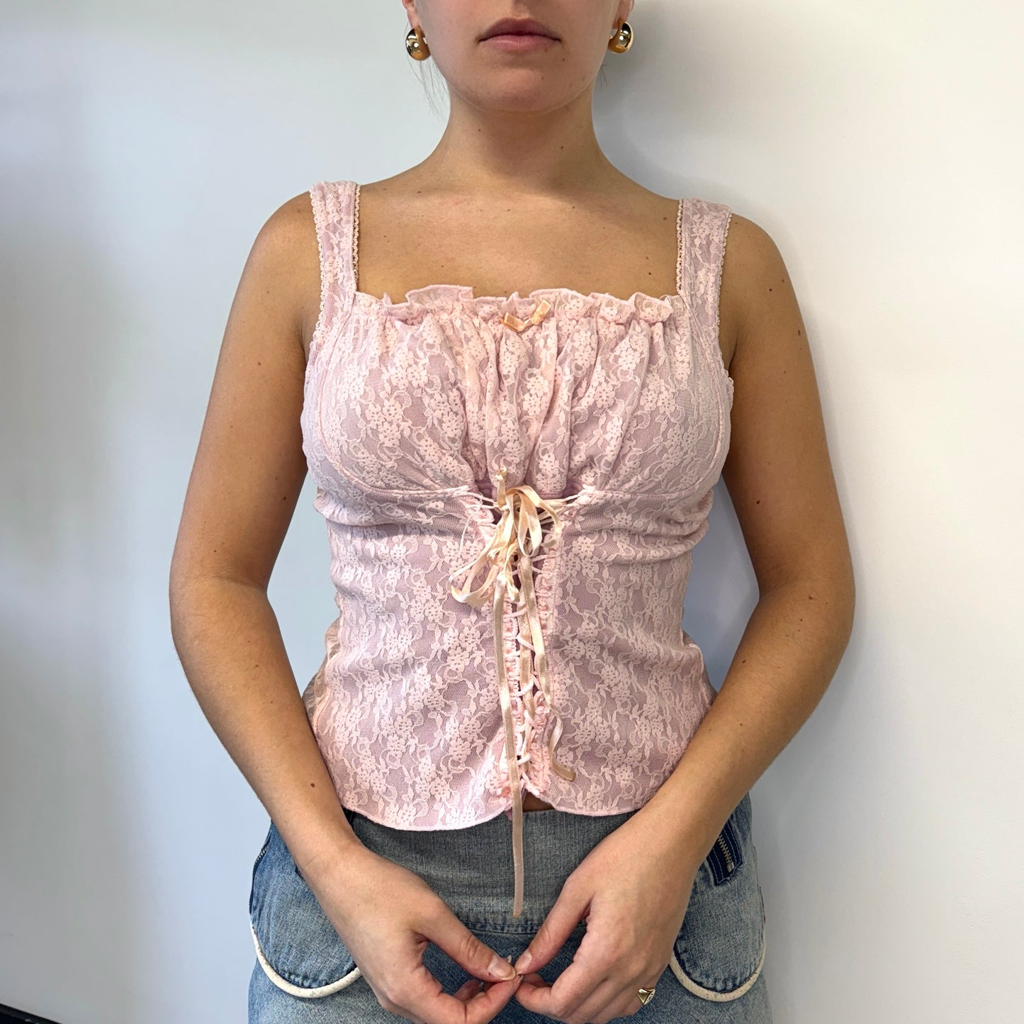 Pink lace corset - Size S/M